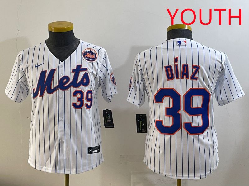 Youth 2025 New York Mets #39 Diaz White Stripe Game Nike MLB Jersey style 3